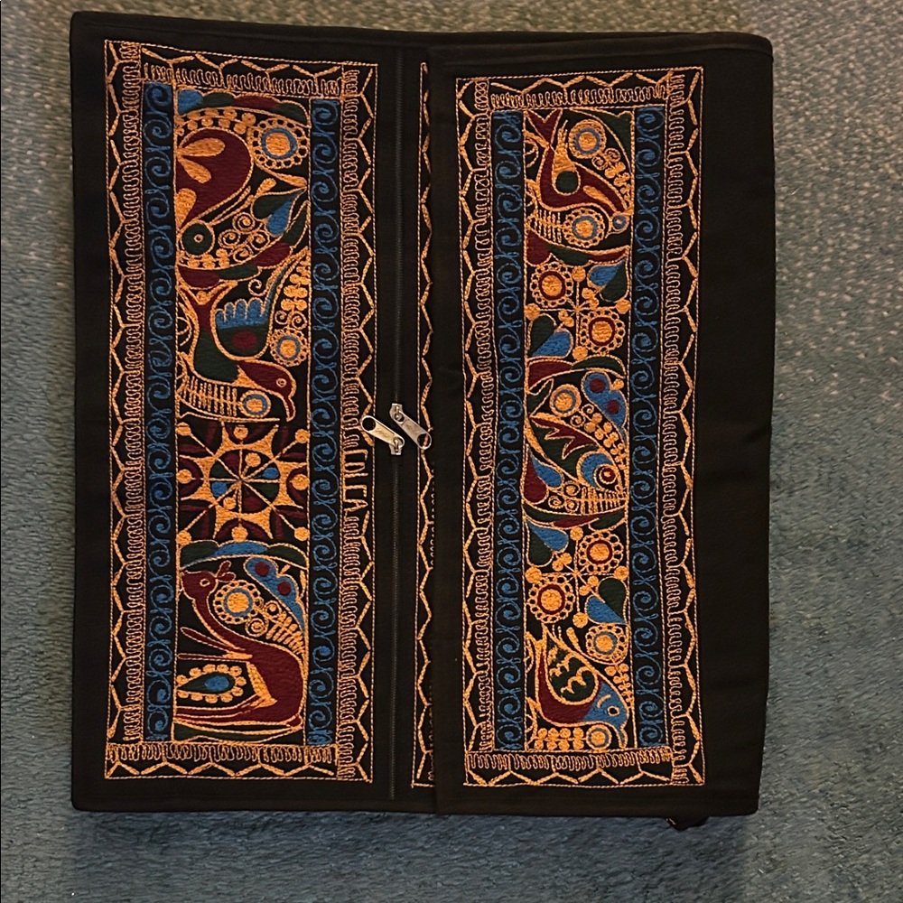 Embroidered Black and Multicolor Textile